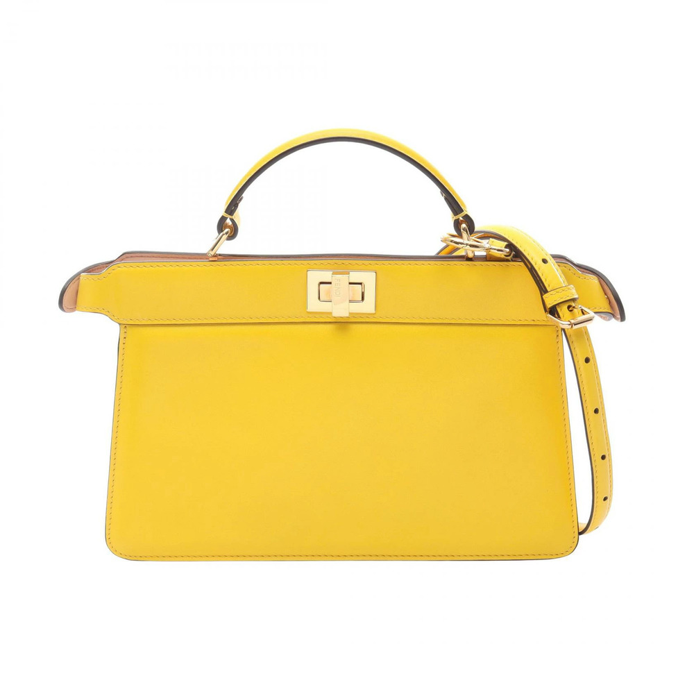 Fendi Peekaboo ISeeU East West Handbag Leather Yellow